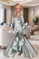 Spanish Kiss Seafoam Silk Gown for Ellowyne & Neema 
