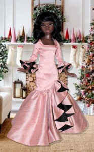 Spanish Kiss Pink & Black Silk Gown for Ellowyne & Neema 