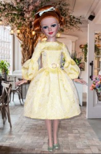 Vintage Yellow Brocade Dress for 16" Ellowyne & Neema Dolls 