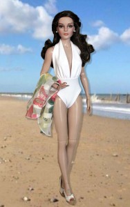 Sleek White Halter Swim Suit & Hip Wrap for 16.5" RTB101 Dolls