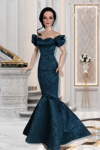 Teal Celebrate Gown for 16.5" RTB101 Grace Dolls 