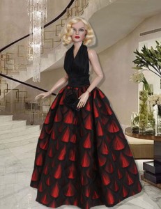Black & Red Gown for 16.5" RTB101 Grace Dolls 