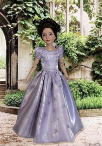 Purple Satin & Silver Bows Dress for 12" Anne Dolls