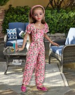 Pink Floral Romper for 12" Anne Dolls 