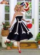 Navy & White Ribbons & Bows Dress & Tulle Underskirt for 16.5" RTB101 Grace Dolls 