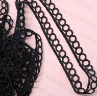 Black Embroidered Lace Trim- 1 yard