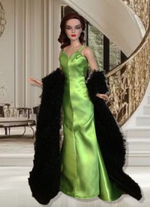 Green Satin Unmatched Glamour Gown & Stole for 16.5" RTB101 Grace Dolls 