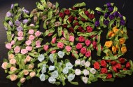 Mini Colorful Satin Roses - 1 dozen - mixed colors
