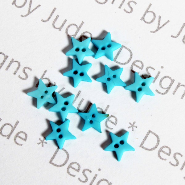 1/4" Bright Blue Star Buttons