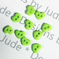 1/4" Neon Green Heart Shaped Buttons