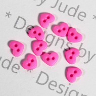 1/4" Neon Pink Heart Shaped Buttons
