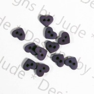 1/4" Deep Purple Heart Shaped Buttons