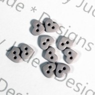 1/4" Grey Heart Shaped Buttons