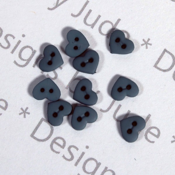 1/4" Slate Blue Heart Shaped Buttons