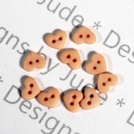 1/4" Peach Heart Shaped Buttons