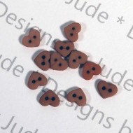 1/4" Brown Heart Shaped Buttons