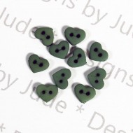 1/4" Dark Sage Heart Shaped Buttons