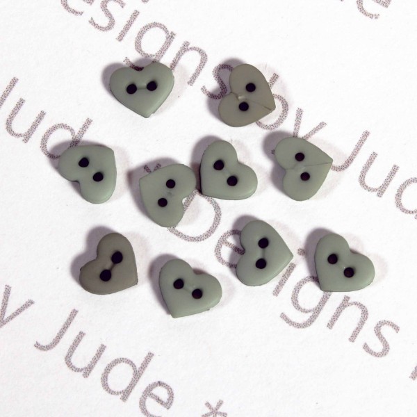 1/4" Sage Heart Shaped Buttons