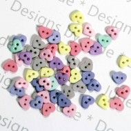 1/4" Pastel Heart Shaped Buttons - MIX