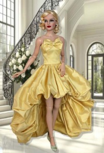 Lemon Cream Silk Asymmetric Bubble Gown for 16.5" RTB101 Grace Dolls 