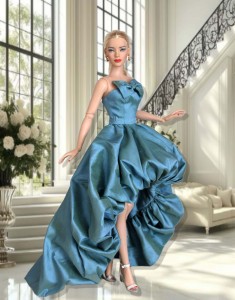 Blue Ice Silk Asymmetric Bubble Gown for 16.5" RTB102 Lacie Dolls 