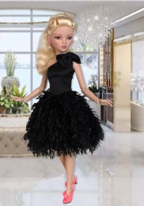 Black Silk Textured Bubble Gown for 16" Ellowyne & Neema Dolls