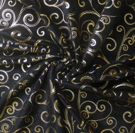 Black Velvet with Foil Swirl Pattern Fabric (note: width 59")