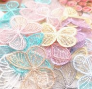 Colorful Embroidered Butterflies Trim- 5 per pack