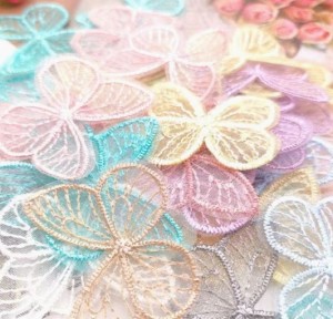 Colorful Embroidered Butterflies Trim- 5 per pack
