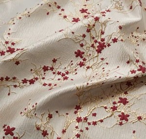Metallic Floral Embroidered Brocade Fabric - 28'' Wide(note: width 28")