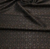 Black Geometric Brocade Fabric with Golden Accent - (note: width 29")