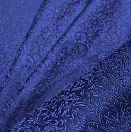 Indigo Blue Jacquard Fabric with a Delicate Flowing Pattern (note: width 28")