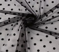 Black Polkadot Mesh Dot Fabric - 59" Width