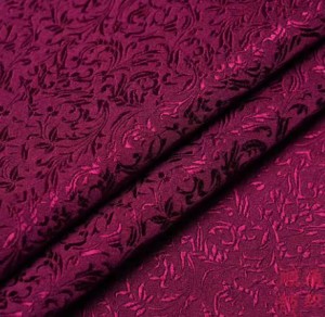 Deep fuchsia Jacquard Fabric with a Delicate Flowing Pattern (note: width 28")