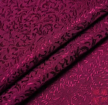 Deep fuchsia Jacquard Fabric with a Delicate Flowing Pattern (note: width 28")