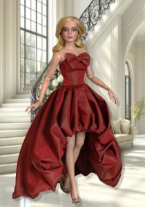 Rich Red Asymmetric Bubble Gown for 16.5" RTB101 Grace Dolls 