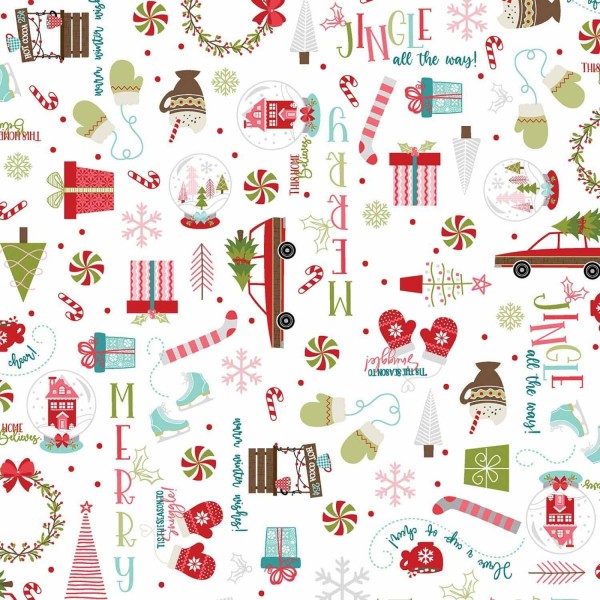 Fabric 1/2 Yard,  Cup of Cheer 10202-W White by Maywood Studio