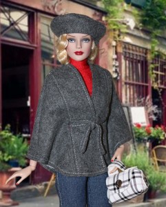 Grey Wool Belted Cape & Beret for 16.5" RTB101 Grace