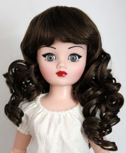 Long Soft Curls with Bangs Wig size 9, Dark Brown