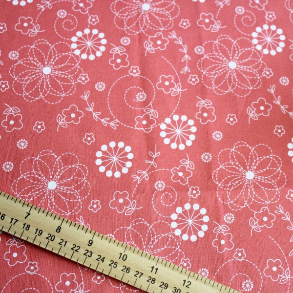 Kimberbell Basics Doodles Coral Fabric