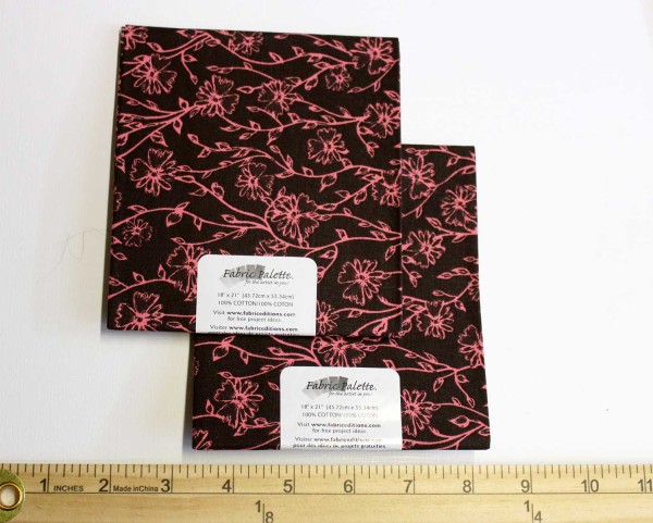 Pink & Brown Floral Cotton Fat Quarter, 18" x 22"