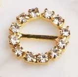 16mm Round Gold Tone Rhinestone Buckle