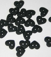 1/4" Black Heart Shaped Buttons