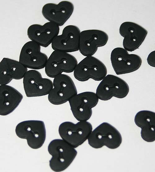 1/4 Black Heart Shaped Buttons