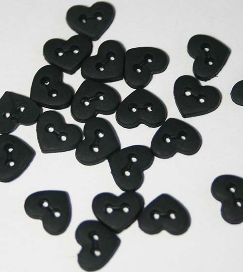 10, Black Heart Buttons, Black Buttons, Heart Shaped Buttons, Baby Buttons,  Valentines Buttons, Buttons Uk, Resin Buttons, 14mm Buttons 