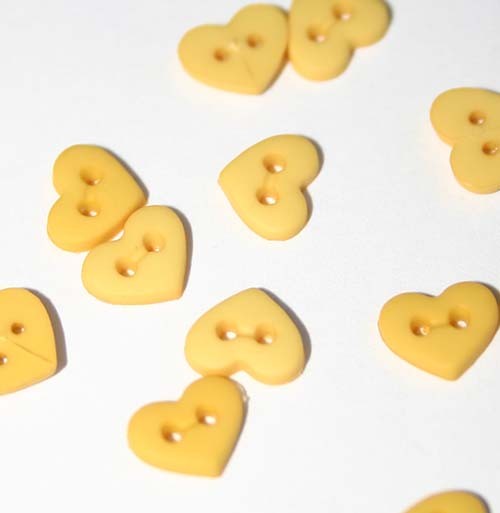 1/4" Mustard Yellow Heart Shaped Buttons
