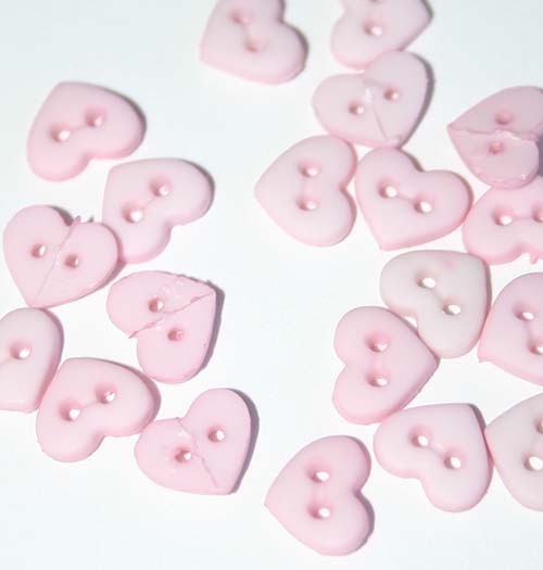 1/4" Pink Heart Shaped Buttons