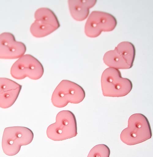 1/4" Rose Heart Shaped Buttons
