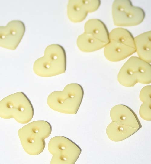 1/4" Yellow Heart Shaped Buttons