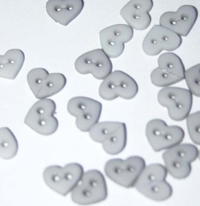 1/4" Grey Heart Shaped Buttons